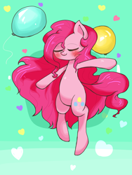 Size: 1200x1600 | Tagged: safe, artist:destroyer_aky, pinkie pie, earth pony, pony, balloon, eyes closed, female, mare, sleeping, solo