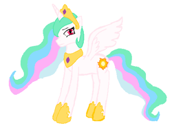 Size: 468x354 | Tagged: safe, artist:sessomesmaru, princess celestia, alicorn, pony, female, mare, red eyes, simple background, solo, white background