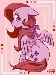 Size: 959x1280 | Tagged: safe, artist:grayflower, fluttershy, pegasus, pony, bow, cute, floppy ears, hair bow, limited palette, looking at you, shyabetes, smiling, solo, spread wings, wings