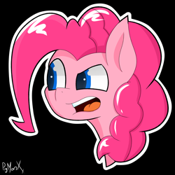 Size: 3000x3000 | Tagged: safe, artist:pigmanxx, pinkie pie, earth pony, pony, black background, female, mare, simple background, solo