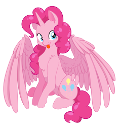 Size: 3094x3291 | Tagged: safe, artist:jellynut, pinkie pie, alicorn, pony, :p, alicornified, chest fluff, cute, diapinkes, female, fluffy, mare, pinkiecorn, race swap, raspberry, silly, silly pony, simple background, solo, tongue out, transparent background, xk-class end-of-the-world scenario