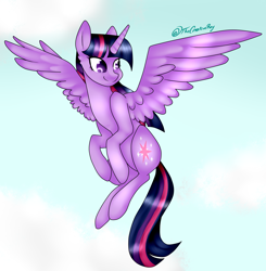 Size: 1918x1955 | Tagged: safe, artist:thecreativerey, derpibooru import, twilight sparkle, twilight sparkle (alicorn), alicorn, pony, flying, solo