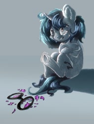 Size: 1215x1600 | Tagged: safe, artist:vincher, dj pon-3, vinyl scratch, pony, unicorn, broken, broken glasses, crying, solo, vinyl's glasses