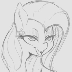 Size: 526x528 | Tagged: safe, artist:tre, fluttershy, pegasus, pony, female, grayscale, mare, monochrome, sketch, solo