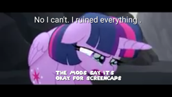 Size: 1280x720 | Tagged: safe, edit, edited screencap, screencap, twilight sparkle, twilight sparkle (alicorn), alicorn, unicorn, my little pony: the movie, crying, derpibooru, female, forced meme, mare, meme, meta, no i can't i ruined everything, solo