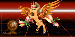 Size: 6400x3200 | Tagged: safe, artist:darksly, applejack, alicorn, pony, alicornified, applecorn, female, horn, mare, princess, princess applejack, race swap, solo