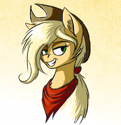 Size: 3040x3144 | Tagged: safe, artist:akweer, applejack, earth pony, pony, applejack's hat, clothes, cowboy hat, female, hat, looking at you, mare, scarf, solo