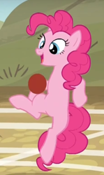 Size: 324x542 | Tagged: safe, screencap, pinkie pie, earth pony, pony, buckball season, ball, buckball, cute, diapinkes, female, jumping, mare, open mouth