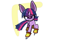 Size: 1280x896 | Tagged: safe, artist:aemantaslim, artist:heir-of-rick, twilight sparkle, twilight sparkle (alicorn), alicorn, pony, collaboration, ice skates, impossibly large ears, simple background, solo, super mario bros., symbol, waluigi, white background