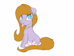 Size: 3750x2850 | Tagged: safe, artist:nexcoyotlgt, oc, oc only, oc:amanda de fleur, earth pony, pony, clothes, female, mare, silly, silly pony, simple background, socks, solo, striped socks, tongue out, white background