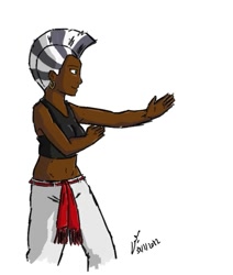 Size: 679x800 | Tagged: safe, artist:netcyber, zecora, human, dark skin, female, humanized, martial arts, my little asskicker, n'golo, red belt, simple background, solo, white background