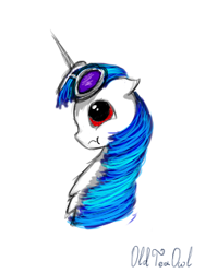 Size: 240x320 | Tagged: safe, artist:oldteaowl, dj pon-3, vinyl scratch, pony, alternate hairstyle, bust, simple background, solo, white background, wrong eye color