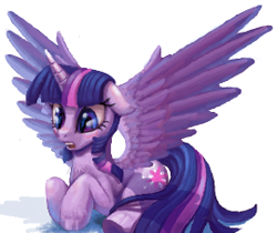 Size: 270x227 | Tagged: safe, artist:stoic5, derpibooru import, twilight sparkle, twilight sparkle (alicorn), alicorn, pony, explicit source, flockmod, prone, solo, spread wings