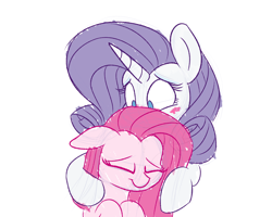 Size: 1500x1200 | Tagged: safe, artist:heir-of-rick, pinkie pie, rarity, earth pony, pony, unicorn, blushing, colored sketch, comforting, eyes closed, female, hug, lesbian, mare, pinkamena diane pie, raripie, shipping, simple background, sketch, white background
