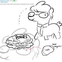 Size: 1650x1650 | Tagged: safe, artist:tjpones, oc, oc:tjpones, earth pony, pony, brain, comments, derpibooru, glasses, male, meta, necktie, simple background, stallion, text, white background, zoom, zoom layer