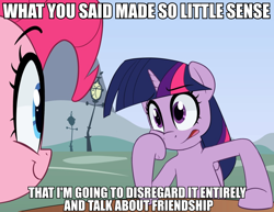 Size: 960x742 | Tagged: safe, artist:january3rd, derpibooru import, pinkie pie, twilight sparkle, twilight sparkle (alicorn), alicorn, earth pony, pony, female, image macro, mare, meme