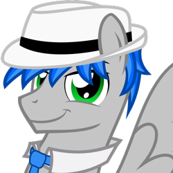 Size: 500x500 | Tagged: safe, artist:the smiling pony, oc, oc only, oc:record melodie, pegasus, pony, .svg available, derpibooru, derpibooru badge, hat, meta, necktie, simple background, smiling, solo, svg, transparent background, vector