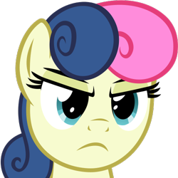 Size: 500x500 | Tagged: safe, artist:the smiling pony, bon bon, sweetie drops, earth pony, pony, .svg available, bon bon is not amused, derpibooru, derpibooru badge, meta, simple background, solo, svg, transparent background, unamused, vector