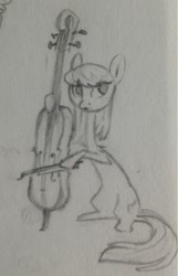 Size: 688x1068 | Tagged: safe, artist:quintessentially-peculiar, octavia melody, earth pony, pony, cello, musical instrument, sketch, solo, traditional art