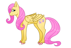 Size: 1500x1000 | Tagged: safe, artist:missedtheboats, fluttershy, pegasus, pony, cutie mark, female, lidded eyes, looking back, mare, request, simple background, smiling, solo, transparent background