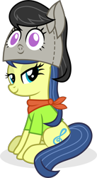 Size: 1832x3333 | Tagged: safe, artist:punzil504, fiddlesticks, octavia melody, earth pony, pony, apple family member, background pony, bandana, clothes, female, hat, lidded eyes, mare, shirt, simple background, sitting, solo, transparent background, vector