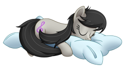 Size: 3000x1676 | Tagged: safe, artist:mirrorcrescent, octavia melody, earth pony, pony, cute, female, mare, pillow, simple background, sleeping, solo, tavibetes, transparent background