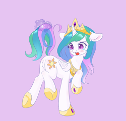 Size: 2392x2296 | Tagged: safe, artist:aimmeblue, princess celestia, alicorn, pony, adorable distress, blushing, butt, cewestia, confused, cute, cutelestia, featureless crotch, female, filly, floppy ears, folded wings, head turn, high res, hoof shoes, jewelry, looking at self, looking at something, looking back, magic, offscreen character, open mouth, peytral, pink background, plot, raised hoof, regalia, simple background, solo, standing, tail, tail pull, teary eyes, telekinesis, wings, younger