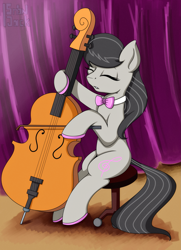 Size: 1699x2353 | Tagged: safe, artist:php97, octavia melody, earth pony, pony, bow (instrument), cello, eyes closed, musical instrument, solo, stool
