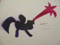 Size: 1280x960 | Tagged: safe, artist:medicinemane, derpibooru import, twilight sparkle, twilight sparkle (alicorn), alicorn, pony, airbrush, newbie artist training grounds, painting, solo, traditional art