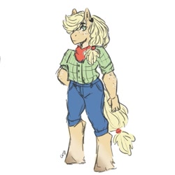 Size: 575x575 | Tagged: safe, artist:last-star-oc, applejack, anthro, earth pony, unguligrade anthro, solo