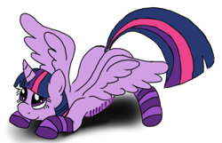 Size: 664x428 | Tagged: safe, artist:an-tonio, artist:toyminator900, derpibooru import, twilight sparkle, twilight sparkle (alicorn), alicorn, pony, clothes, socks, solo, striped socks, wings