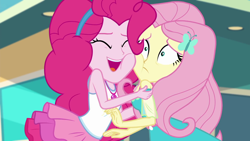 Size: 1920x1080 | Tagged: safe, screencap, fluttershy, pinkie pie, better together, equestria girls, rollercoaster of friendship, squishy cheeks