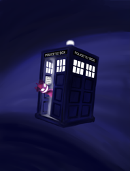 Size: 2681x3507 | Tagged: safe, artist:poecillia-gracilis19, derpibooru import, twilight sparkle, creepy, doctor who, smiling, tardis, tardy, xk-class end-of-the-world scenario