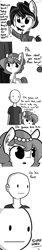 Size: 792x4752 | Tagged: safe, artist:tjpones, oc, oc only, oc:brownie bun, oc:richard, earth pony, human, pony, horse wife, :, absurd resolution, comic, dialogue, ear fluff, grayscale, hoof hold, interview, lewd, microphone, monochrome, new year, poker face, reporter, simple background, this will end in snu snu, white background