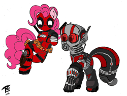 Size: 4960x3744 | Tagged: safe, artist:brekrofmadness, pinkie pie, pony, ant-man, pinkiepool, ponified, traditional art