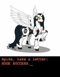 Size: 379x484 | Tagged: safe, pony, robot, robot pony, better living through science and ponies, crossover, glados, ponified, portal (valve), pun, solo