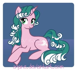 Size: 500x456 | Tagged: safe, artist:arcuate, oc, oc only, pony, unicorn, female, mare, prone, solo