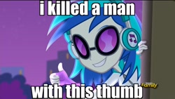 Size: 1920x1080 | Tagged: safe, edit, edited screencap, screencap, dj pon-3, vinyl scratch, equestria girls, rainbow rocks, discovery family, discovery family logo, glasses, image macro, meme, ratatouille, smiling, solo, thumbs up