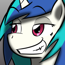 Size: 1200x1200 | Tagged: safe, artist:fluor1te, dj pon-3, vinyl scratch, pony, unicorn, bust, portrait, reaction image, smug, solo