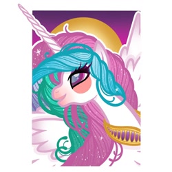 Size: 1080x1080 | Tagged: safe, alternate version, artist:tofuthiefzzz, princess celestia, alicorn, pony, bust, ethereal mane, eyelashes, female, makeup, mare, peytral, smiling, solo, starry mane