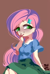 Size: 856x1266 | Tagged: safe, artist:tohupo, fluttershy, human, clothes, female, humanized, skirt, solo