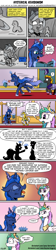 Size: 1200x5405 | Tagged: safe, artist:pony-berserker, princess celestia, princess luna, oc, oc:shadowed ember, oc:silver sickle, alicorn, pony, unicorn, angry, cartographer's cap, comic, female, filly, hat, moonstuck, night guard, reaction to own portrayal, rick and morty, royal guard, royal sisters, shrunken pupils, style emulation, wait what, woona, younger