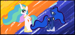 Size: 1062x506 | Tagged: safe, artist:solstacesong, princess celestia, princess luna, alicorn, pony, female, royal sisters, siblings, sisters