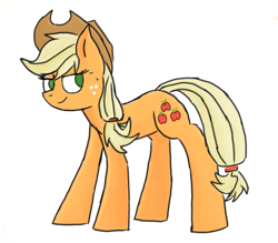 Size: 720x630 | Tagged: artist needed, safe, applejack, earth pony, pony, applejack's hat, cowboy hat, female, freckles, hat, mare, simple background, smiling, solo, sweat, white background