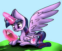 Size: 1024x846 | Tagged: safe, artist:creeperkitty267, derpibooru import, twilight sparkle, twilight sparkle (alicorn), alicorn, pony, book, magic, reading, solo, telekinesis