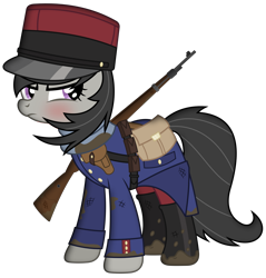 Size: 2869x3000 | Tagged: safe, artist:brony-works, octavia melody, earth pony, pony, boots, clothes, french, gun, high res, military, military uniform, mud, rifle, shoes, simple background, solo, transparent background, uniform, vector, weapon, world war i