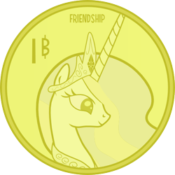 Size: 482x482 | Tagged: safe, artist:outlawquadrant, edit, princess celestia, alicorn, pony, bit, bust, coin, currency, gold, number, portrait, simple background, text, transparent background