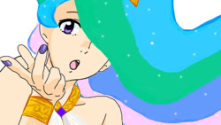 Size: 640x360 | Tagged: safe, artist:sugarmoonponyartist, princess celestia, human, anime, base used, humanized, solo