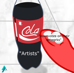 Size: 1790x1770 | Tagged: safe, artist:arifproject, oc, oc only, oc:downvote, pony, coke, derpibooru, derpibooru ponified, hooves, meme, mentos, mentos and diet coke, meta, ponified, soda, solo, underhoof
