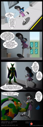 Size: 800x2326 | Tagged: safe, artist:niban-destikim, octavia melody, comic:cell the hunter, equestria girls, alley, cell (dbz), cell just wouldn't stop messing with octavia, clothes, comic, crossover, dragon ball z, imperfect cell